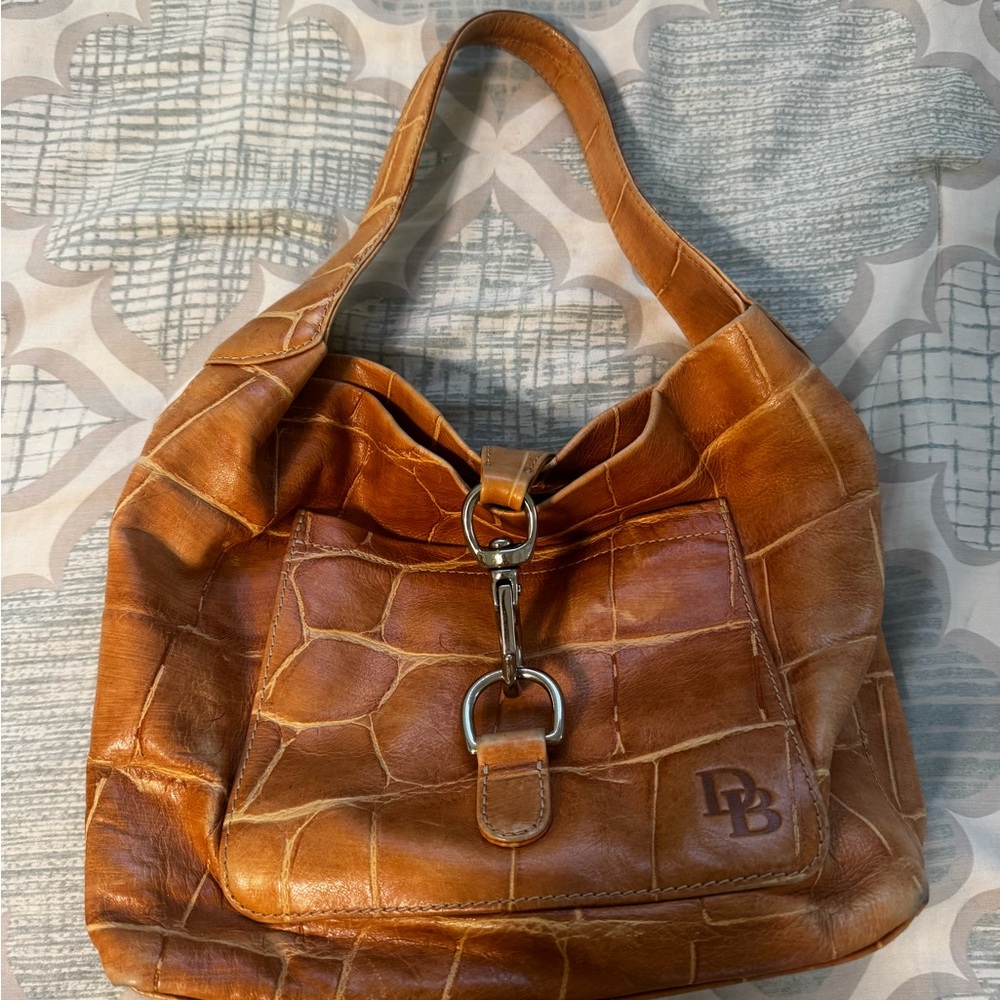 Dooney & Bourke Tan Croc-Embossed Hobo Bag
